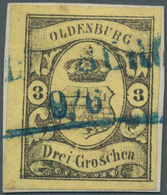 Oldenburg - Marken Und Briefe: 1859/61: 3 Gr. Schwarz Auf Gelb, Farbfrisch, Allseits Breitrandig, Au - Oldenbourg