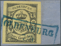 Oldenburg - Marken Und Briefe: 1859/61: 3 Gr. Schwarz Auf Gelb, Farbfrisch, Allseits Meist Sehr Brei - Oldenburg