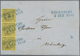 Württemberg - Marken Und Briefe: 1851, Ziffern 3 Kreuzer Auf Gelb, Type I Im Dreierstreifen Auf Luxu - Altri & Non Classificati