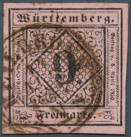 Württemberg - Marken Und Briefe: 1851, 9 Kr. In C-Farbe Schwarz Auf Dunkelrosa, Farbfrisches Und All - Altri & Non Classificati
