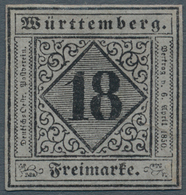 Württemberg - Marken Und Briefe: 1851, 18 Kr. Schwarz Auf Violettgrau, Ungebraucht Mit Neugummi, Far - Altri & Non Classificati