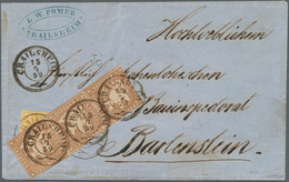 Württemberg - Marken Und Briefe: 1857, Dreierstreifen 1 Kr. Rötlichbraun Mit Seidenfaden (linke Mark - Altri & Non Classificati