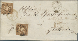 Württemberg - Marken Und Briefe: 1857, Zweimal 1 Kr. Ockerbraun (sepia) Mit Seidenfaden Auf Dreifach - Altri & Non Classificati
