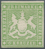 Württemberg - Marken Und Briefe: 1857, 6 Kr. Gelblichgrün, Farbfrisches Exemplar Und Mit Guter Wappe - Altri & Non Classificati