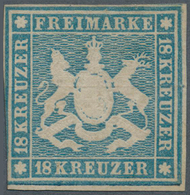 Württemberg - Marken Und Briefe: 1857, 18 Kr. Hellblau Mit Seidenfaden, Ungebraucht Ohne Gummi, Sehr - Altri & Non Classificati