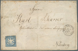 Württemberg - Marken Und Briefe: 1857 Einzelfrankatur 18 Kr. Blau Mit Seidenfaden Von "STUTTGART 9 M - Other & Unclassified