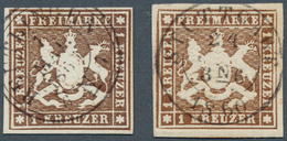 Württemberg - Marken Und Briefe: 1859, Wappen 1 Kreuzer In B-Farbe Tiefdunkelbraun Ohne Seidenfaden, - Andere & Zonder Classificatie