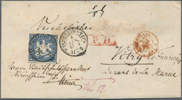 Württemberg - Marken Und Briefe: 1859, Einzelfrankatur 18 Kr. Dunkelblau Ohne Seidenfaden Mit Platte - Autres & Non Classés