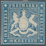 Württemberg - Marken Und Briefe: 1859, Wappen 18 Kreuzer Blau Ohne Seidenfaden Amtlicher Neudruck Vo - Altri & Non Classificati
