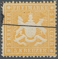 Württemberg - Marken Und Briefe: 1860, 3 Kr. Gelborange Dickes Papier, Eng Gezähnter Probedruck Aus - Altri & Non Classificati