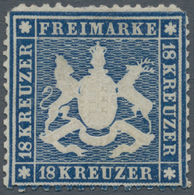 Württemberg - Marken Und Briefe: 1861, Wappen 18 Kr. Dunkelblau Eng Gezähnt, Dünnes Papier, Ungebrau - Altri & Non Classificati