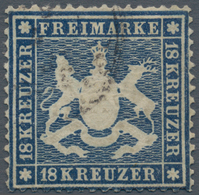 Württemberg - Marken Und Briefe: 1861, Wappen 18 Keuzer Dunkelblau Auf Dünnem Papier, Eng Gezähnt, G - Other & Unclassified
