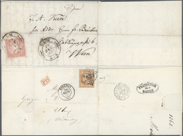 Württemberg - Marken Und Briefe: 1865, ZWEI-LÄNDER-FRANKATUR 3 Kr. Durchstochen + Frankreich 1862 Na - Altri & Non Classificati