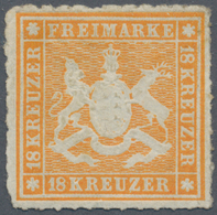 Württemberg - Marken Und Briefe: 1865, Wappenausgabe 18 Kr. Orangegelb Mit Durchstich, Ungebraucht M - Altri & Non Classificati