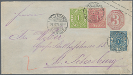 Württemberg - Marken Und Briefe: 1871/72 Drei GA-Umschläge 3 Kr. Mit Zusatzfrankaturen Nach Odessa, - Other & Unclassified