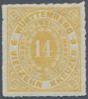 Württemberg - Marken Und Briefe: 1869, Ovalausgabe 14 Kreuzer In Sehr Seltener B-Farbe Ockergelb, Fa - Other & Unclassified