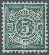 Württemberg - Marken Und Briefe: 1890, Ziffern 5 Pf. In Seltener B-Farbe Schwarzblaugrün, Ungebrauch - Altri & Non Classificati