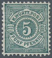 Württemberg - Marken Und Briefe: 1890, Ziffern 5 Pf. In Seltener B-Farbe Schwarzblaugrün, Ungebrauch - Other & Unclassified