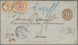 Württemberg - Ganzsachen: 1872, GA-Umschlag 9 Kr. Mit K1 "STUTTGART 19 9 (1872)" Und Ra2 "UNZUREICHE - Andere & Zonder Classificatie