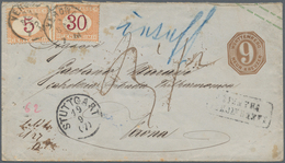 Württemberg - Ganzsachen: 1872, GA-Umschlag 9 Kr. Mit K1 "STUTTGART 19 9 (1872)" Und Ra2 "UNZUREICHE - Otros & Sin Clasificación