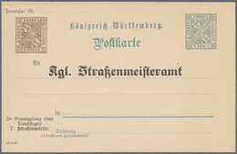 Württemberg - Ganzsachen: 1908. Aufbrauch-Dienstpostkarte 3 Pf Braun Neben 2 Pf Grün "Kgl. Straßenme - Autres & Non Classés