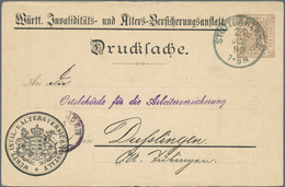 Württemberg - Ganzsachen: 1899. Dienst-Postkarte 3 Pf Braun "Württ. Invaliditäts- U. Alters-Versiche - Sonstige & Ohne Zuordnung