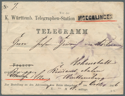 Württemberg - Langstempel, Einzeilig: 1866, L1 MOEGGLINGEN, Telegraphenstempel Auf Vorgedrucktem TEL - Sonstige & Ohne Zuordnung