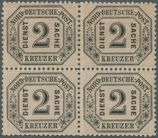 Norddeutscher Bund - Dienstmarken: 1870, Dienst 2 Kr. In Postfrischer Viererblock, 2 Marken Mit Hers - Sonstige & Ohne Zuordnung