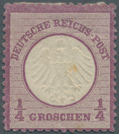 Deutsches Reich - Brustschild: 1872, Kleiner Schild ¼ Groschen Tiefviolett, Ungebraucht Mit Original - Storia Postale