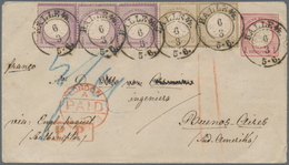Deutsches Reich - Brustschild: 1873, DESTINATION ARGENTINIEN: Kleiner Schild ¼ Gr. Violett Einzelwer - Briefe U. Dokumente