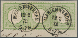 Deutsches Reich - Brustschild: 1872 Kleiner Schild 1/3 Groschen Gelbgrün Als Paar Und Einzelmarke In - Covers & Documents