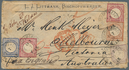 Deutsches Reich - Brustschild: 1872, ¼ Gr. Violett., 1 Gr. Karmin (2), 2 Gr. Ultramarin Und 2½ Gr. B - Briefe U. Dokumente