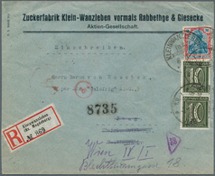 Deutsches Reich - Inflation: 1921, 10 Pfg. Schwarzoliv Im Senkrechten Paar Mit 2 Mark Germania Auf F - Nuevos