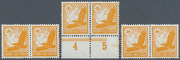 Deutsches Reich - 3. Reich: 1934, Flugpostausgabe 80 Pf. Orange (Steinadler) In Drei Waagr. Paaren D - Usati