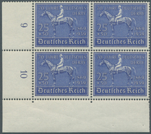 Deutsches Reich - 3. Reich: 1939, Blaues Band Im Postfrischen Linken Unteren Eckrand-Viererblock, Mi - Usati