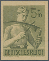 Deutsches Reich - 3. Reich: 1943, 5+10 Pfg. Arbeitsdienstals Ungezähnter Probedruck, Ohne Gummi Auf - Usati