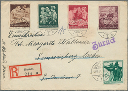 Deutsches Reich - 3. Reich: 1944, Besetzung Aachen, Portor. Ebf. Mit Fünf Sondermarken Aus HERNE 1 / - Used Stamps