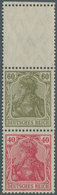 Deutsches Reich - Zusammendrucke: 1920, Senkrechter Zusmmendruck 60/40 Pfg. Germania (147L/145) Post - Zusammendrucke