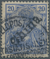 Deutsche Post In China: 1901, 20 Pf Germania Mit Diagonalem Handstempelaufdruck "China", Entwertet M - Deutsche Post In China