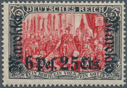 Deutsche Post In Marokko: 1912, 6 P 25 C Auf 5 M Schwarz/dunkelkarmin, Sog. Ministerdruck, Tadellos - Deutsche Post In Marokko