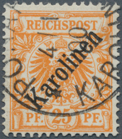 Deutsche Kolonien - Karolinen: 1900. 25 Pf Krone/Adler Aufdruck "Karolinen", Gestempelt "PONAP[E] 4/ - Carolinen