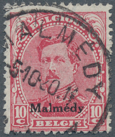 Belgische Besetzung - Malmedy: 1920, 10 C. Aufdruckausgabe In Type III, Gestempelt, Pracht, Selten, - OC38/54 Occupation Belge En Allemagne