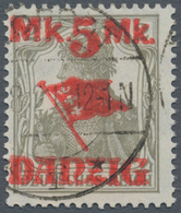 Danzig: 1920, 5 M. Auf 3 Pfg. Germania Ohne Netzunterdruck, Sauber Gestempelt, Tadellos, Mit Zeitger - Autres & Non Classés