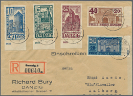 Danzig: 1936, 10 Pfg. - 50 Pfg. WHW Komplett Auf R-Brief Aus "DANZIG 9.1.37" Nach Aalborg, Dänemark - Altri & Non Classificati