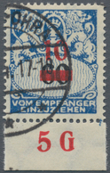 Danzig - Portomarken: 1932, 10 Auf 60 Pfg. Dunkelkobalt, Unterrandstück Mit Oberrandbeschriftung "5 - Other & Unclassified