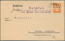 Danzig - Stempel: "Golmkau über Praust (Freie Stadt Danzig)", Violetter L2 Klar Auf Postkarte Ohne T - Otros & Sin Clasificación