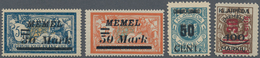 Memel: 1922/1923, 50 M. Auf 2 Fr., Orange/blau Mit Aufdruckfehler "Abstand Zwischen 30 Und Mark 3,9 - Klaipeda 1923