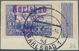 Sudetenland - Karlsbad: Flugpostmarke 10 Kč Lilaultramarin, Vom Rechten Bogenrand, Zähnung L 13¾, Mi - Région Des Sudètes