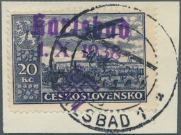 Sudetenland - Karlsbad: Flugpostmarke 20 Kč Schwarzblau, Zähnung L 13¾, Mit Dunkelbläulichviolettem - Région Des Sudètes