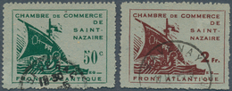Dt. Besetzung II WK - Frankreich - St. Nazaire: 1945, 50 C. Und 2 Fr. Freimarken Der Handelskammer S - Bezetting 1938-45